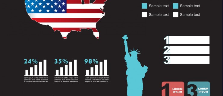 United States icons over blue background vector illustration