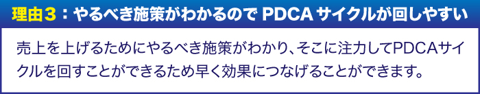 理由3:やるべき施策がわかるのでPDCAサイクルが回しやすい